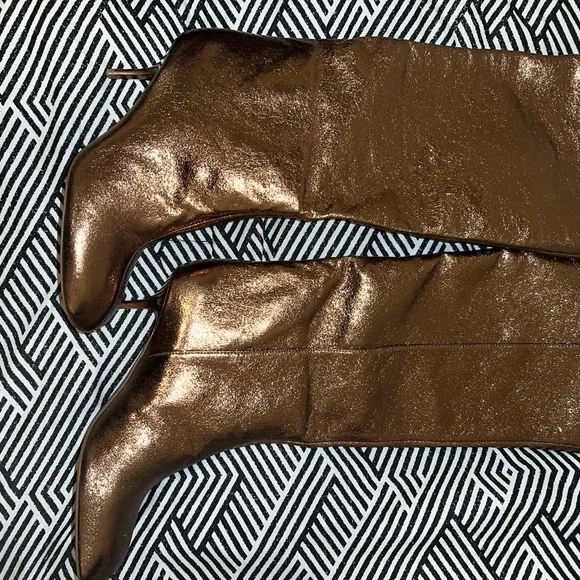 NWT Zara Shimmering Copper Heeled Boots - Picture 3 of 6